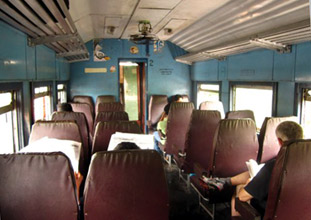 2nd class seating on a Sri Lankan train